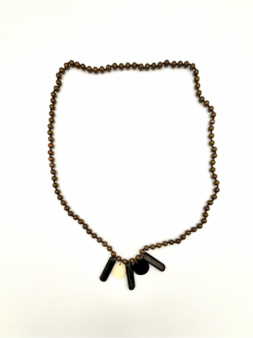 Nordstrom Black and Cream Beaded Pendant Necklace